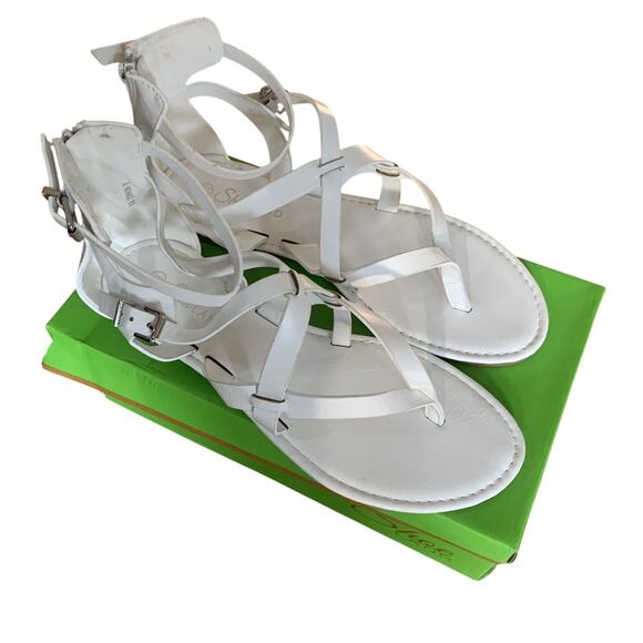 NWT SHOE LAND SL-MONACO WOMEN'S WHITE OPEN-TOE GLADIATOR ZIP BACK SANDALS 8.5 - Picture 5 of 11